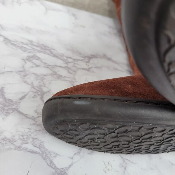 Coach Meyer Mid Winter Boots Brown Logo Signature Suede Women's Size 8.5 - Picture 9 of 15
